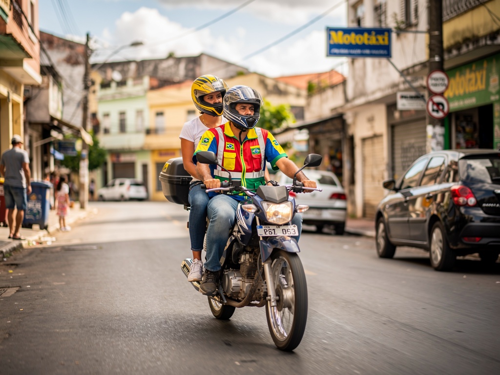 Mototaxista motociclista transporte passageiros